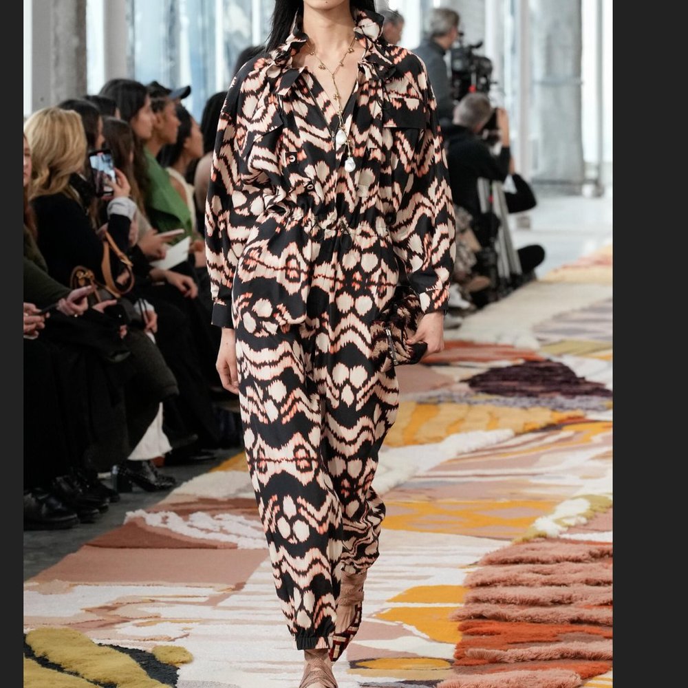 RUNWAY Aida Long-sleeve Silk Jumpsuit